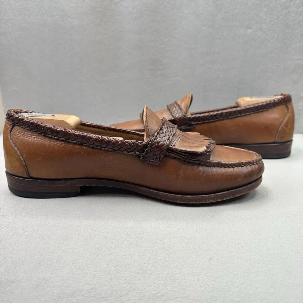 Allen Edmonds Monterey Mens Size 11 (E) Kiltie Loafer Brown Leather Cross Buckle